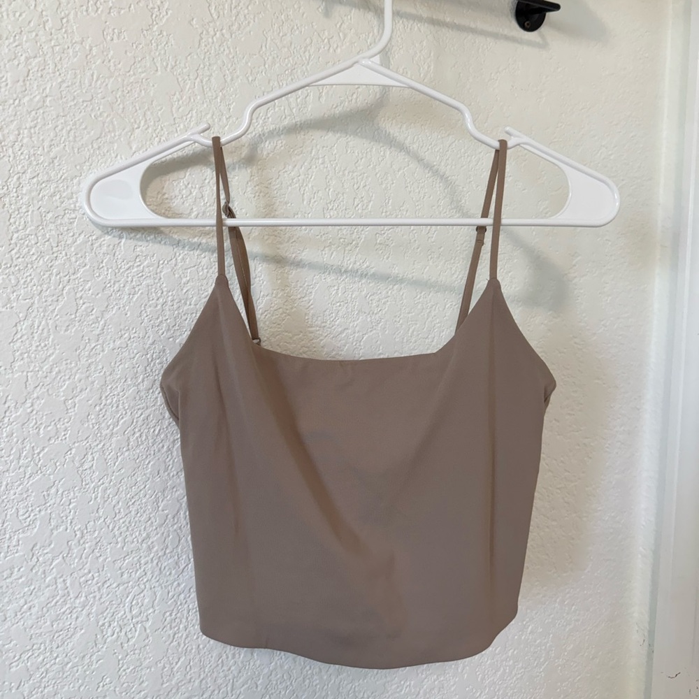 Babaton Contour Crop Squareneck Cami Tank in Taupe